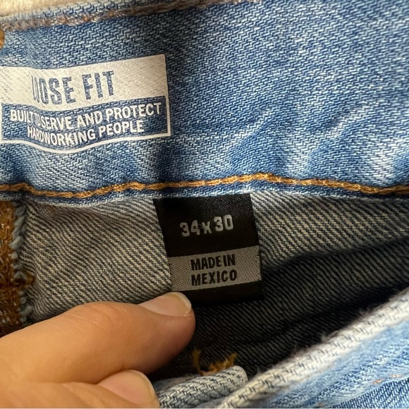 Carhartt Mens Denim Blue Loose Fit Carpenter Jeans Cotton Size 34x30 - Picture 4 of 11